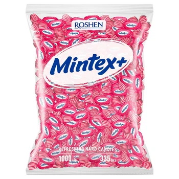 Карамельні цукерки Рошен Mintex+ Mint зі смаком лісових ягід 1 кг