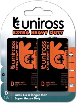Bateria UNIROSS cynkowa BP2 D EXTRA HEAVY DUTY Blister 2 szt. w opakowaniu (4895122318951)