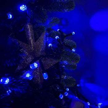 Светодиодная гирлянда-нить черная проволока 500 LED Xmas рубин 17 м 8 режимов синий