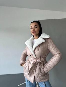 Женская зимняя стеганая куртка с мехом K&ML XS - S (42-44) Бежевый ( 47 - 02)