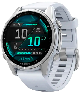 Смарт-годинник Garmin fenix 8 43mm AMOLED Silver with Whitestone Silicone Band (010-02903-00)