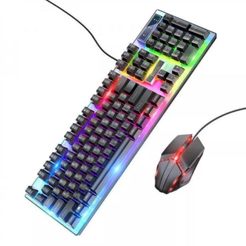 Комплект дротова клавіатура + миша Hoco GM18 Luminous RGB, Black (RU/ENG розкладка)