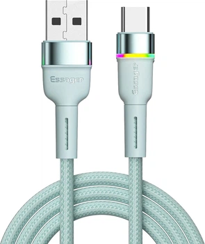 Кабель Essager Colorful LED USB Cable Fast Charging 3A USB-A to Type C 1 м Blue (EXCT-XCD03_1)
