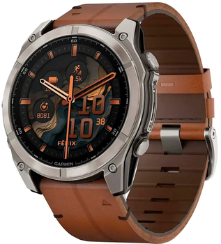 Смарт-часы Garmin fenix 8 51mm AMOLED Sapphire Titanium with Chestnut Leather Band (010-02905-40)
