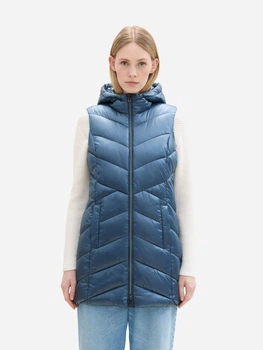Теплый жилет удлиненный женский Tom Tailor 1041490-26779 XS Синий (4067672781329)
