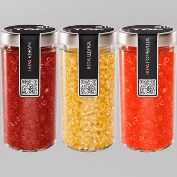 Набор из трёх видов Икорного продукта CapsFood Икра Горбуша + Кижуч + Щука PREMIUM, 500+500+500 грамм