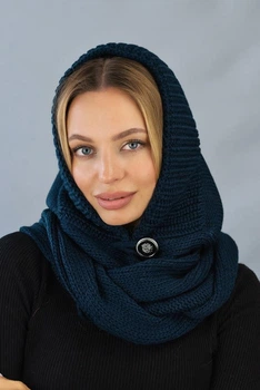 Жіночий капор-капюшон з шарфом Дайна 5304 BRAXTON джинсовий 56-59р