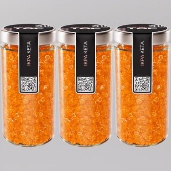 Набор из трёх видов Икорного продукта CapsFood Икра Кета + Кета + Кета PREMIUM, 500+500+500 грамм