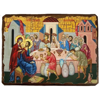 Икона Брак в Кане Галилейской ,икона на дереве 130х170 мм (3723-1)