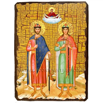Икона Борис и Глеб ,икона на дереве 130х170 мм (3658-1)