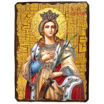 Икона Екатерина Александрийская Великомученица ,икона на дереве 130х170 мм (3653-1)