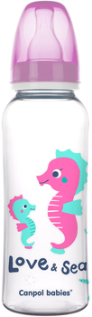 Пляшка Canpol babies PP Love&Sea 250 мл Рожевий (59/400_pin)