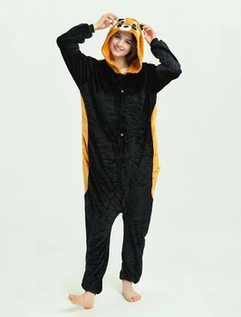 Піжама жіноча кігурумі Kigurumi Єнот XL (175-185 см) Чорна з оранжевим