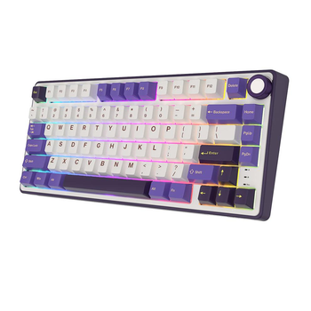Клавиатура Игровая ROYAL KLUDGE R75 Бело-Фиолетовая Проводная Механическая, RGB Подсветка, С Поддержкой HOT-SWAP. Silver Switch