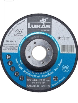 Шлифовальный круг LUKAS 125×6.0×22.23 мм по стали