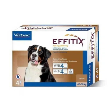 Эффитикс 40 - 60 кг Effitix Virbac капли для собак от блох, клещей, комаров, мух, власоедов, 4 пипетки