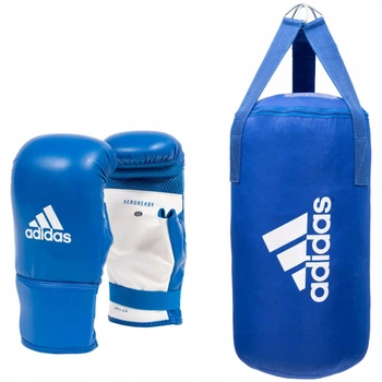 Боксерський набір ADIDAS груша 10 кг та рукавички S/M , блакитний
