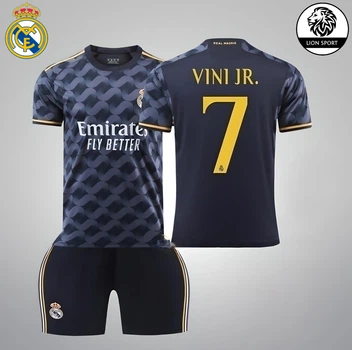 Футбольная форма Lion SPORT Real Madrid VINI JN. (Винисиус Жуниор) 7, размер 24 ростом 130-140 см, черная с оранжевым