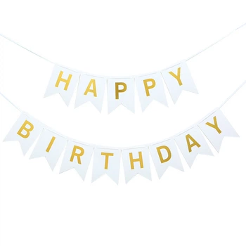 Паперова гірлянда з прапорців Happy Birthday Honey Fashion Accessories 3м білий (12-206)