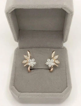 Сережки з цирконами "Весняна радість" медзолото 18К Xuping Jewelry упаковані в оксамитову коробочку (10265)