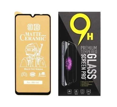 Противоударная защитная пленка Ceramics для Xiaomi Redmi 10c Full Glue с черной рамкой, матовая