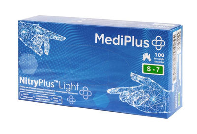 Рукавички нітрилові MediPlus NitryPlus Light 3,4 г S Сині 100 шт (00-00000275)