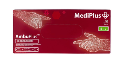 Рукавички латексні MediPlus AmbuPlus підвищеної міцності S Сині 50 шт (00-00000263)