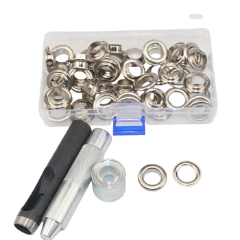 Набір для встановлення люверсів 14 мм + 50 люверсів срібло (7069)