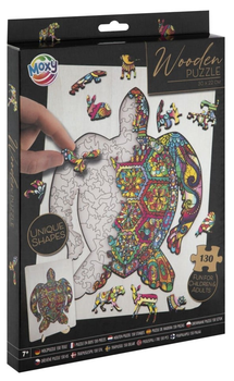 Puzzle drewniane Moxy Żółw drewniane unikalne kształty 130 elementów (8715427120737)