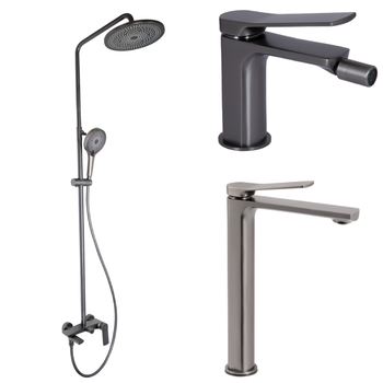 Набір 3 в 1 Qtap Slavonice QTSLA269GMB45925 Gunmetal Black PVD + QTSLA110GMB45913 + QTSLA255GMB45923 SET-Q6292