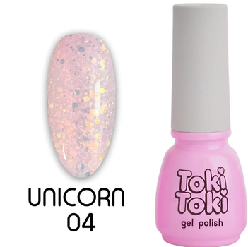 Гель-лак Toki Toki Unicorn UN04, 5 мл, рожевий із золотистими