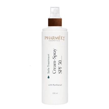Солнцезащитный крем-спрей для лица и тела в виде легкой эмульсии SPF 50 with Pantenol Pharmely 200 мл