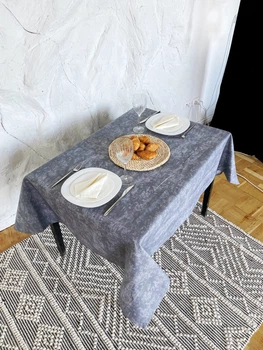 Скатерть водоотталкивающая Delux Textil Велюр темно-серый 140 х 110 см (366520)