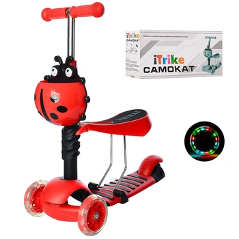 Самокат-беговел iTrike MAXI JR 3-054-ER Сонечко Червоний (120 мм PVC передні та 100 PVC мм задні)