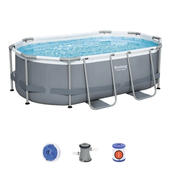 Овальний каркасний басейн Bestway 5614А Power Steel (305х200х84 см) + фільтр-насос + дозатор