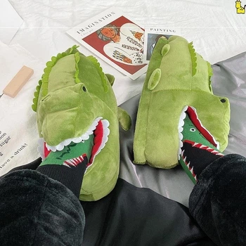 Тапочки кігурумі іграшки Дитячі для хлопчика Kigurumi Крокодил Теплі Тканинні Зелений 36-41 (Х301445)