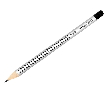 Набір графітових олівців Faber-Castell Grip 2001 B з гумкою Сірих 12 шт (4005401083856)