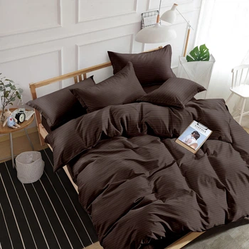 Комплект постільної білизни SoundSleep Stripe Chocolate сатин-страйп сімейний 160х220 см шоколад (94247992)