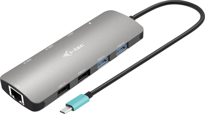 Stacja dokująca i-Tec USB Type-C - USB 3.0 x2, USB 2.0 x2, USB Type-C x2, HDMI x2, RJ-45 Silver (C31NANOHDM2DOCPD)