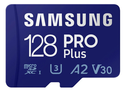 Карта пам'яті Samsung PRO Plus microSDXC 128GB UHS-I U3 V30 A2 + SD адаптер (MB-MD128KB/WW)