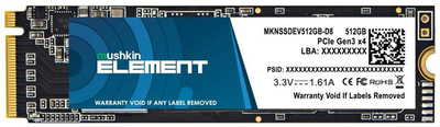 Dysk SSD Mushkin Element 512GB M.2 2280 PCIe 3.0 x4 TLC (MKNSSDEV512GB-D8)