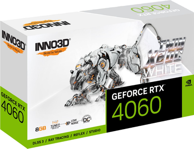 Karta graficzna INNO3D PCI-Ex GeForce RTX 4060 Twin X2 OC White 8GB GDDR6 (128bit) (2490/17000) (HDMI, 3 x DisplayPort) (N40602-08D6X-173051W)