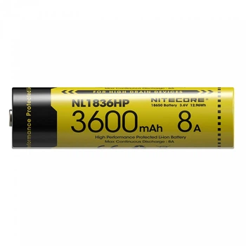 Аккумулятор литиевый Li-Ion 18650 Nitecore NL1836HP 3.6V (8A, 3600mAh), защищенный