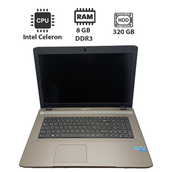 Ноутбук Medion Akoya / 17.3" (1600x900) TN / Intel Celeron N2930 (4 (4) ядра по 2.16 GHz) / 8 GB DDR3 / 320 GB HDD / Intel HD Graphics / WebCam / HDMI / Акб отсутствует б/у