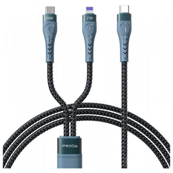 Кабель Proda PD-B73th USB Type C - Lightning/USB-C 5А, 1.3м, Black (PD-B73th-BK)