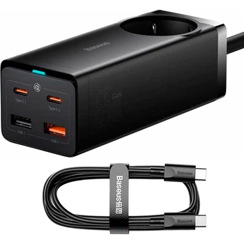 Сетевое зарядное устройство Baseus GaN3 Pro Desktop Powerstrip 65W Black (PSZM000901) [85127]