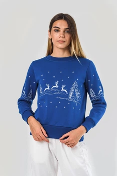 Жіночий новорічний світшот з оленями XS | 40-42 UKRS-8838 UkrGlamour