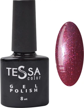 Гель-лак Tessa Color №040, 8 мл, бордовий з блискітками для манікюра та педікюра
