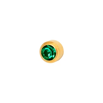 Серьги для прокола ушей Studex R205Y, изумруд, завальцовка, медицинская сталь с позолотой, 3 мм