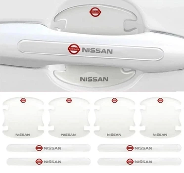 Захисні прозорі накладки під/на ручки дверей авто від царапин Nissan силіконова (8шт)